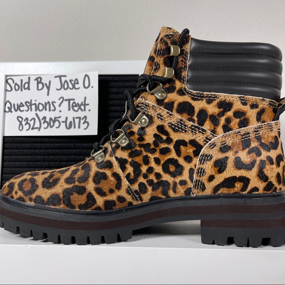 TIMBERLAND LONDON SQUARE HIKER ANKLE BOOTS WOMENS SIZE 6 LEOPARD PRINT BROWN SHE - Picture 8 of 10